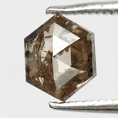 1.22 CT 7 mm Hexagon Diamond Loose Natural Brown Salt and Pepper Diamond For Pendant & Ring