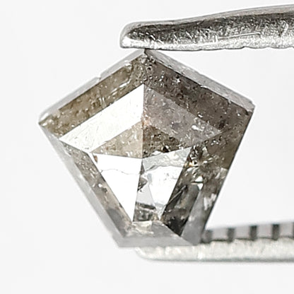 0.92 Ct Modified Cut Gray Black Salt & Pepper Diamond | 6 mm Natural Loose Diamond for Custom Ring