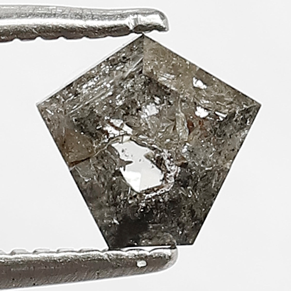 0.92 Ct Modified Cut Gray Black Salt & Pepper Diamond | 6 mm Natural Loose Diamond for Custom Ring