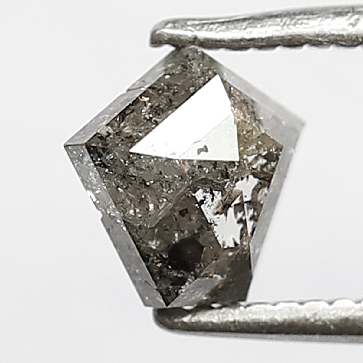 0.92 Ct Modified Cut Gray Black Salt & Pepper Diamond | 6 mm Natural Loose Diamond for Custom Ring