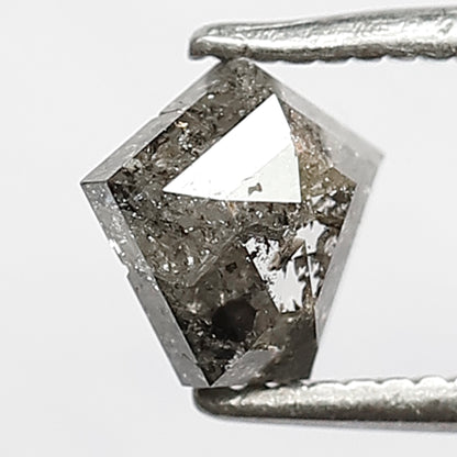 0.92 Ct Modified Cut Gray Black Salt & Pepper Diamond | 6 mm Natural Loose Diamond for Custom Ring