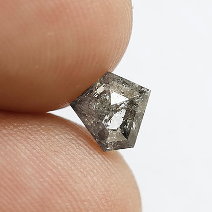 0.92 Ct Modified Cut Gray Black Salt & Pepper Diamond | 6 mm Natural Loose Diamond for Custom Ring