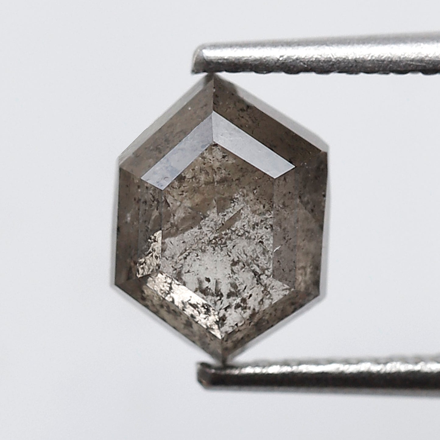 1.24 CT Natural Gray Black Hexagon Shape Loose Diamond, 7.80 x 5.80 mm Ethical Salt and Pepper Diamond For Wedding Band