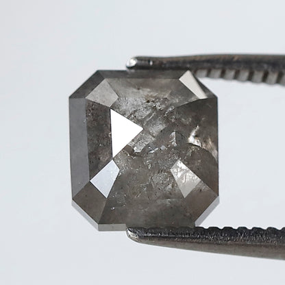 2.24 Ct 7 MM Emerald Shape Salt and Pepper Diamond Loose Natural Grey Black Color Diamond
