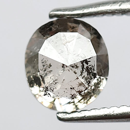 1 CT Natural Brownish Black Grey Color Diamond Loose Natural Diamond Salt and Pepper Diamond Oval Shape Diamond Natural Diamond