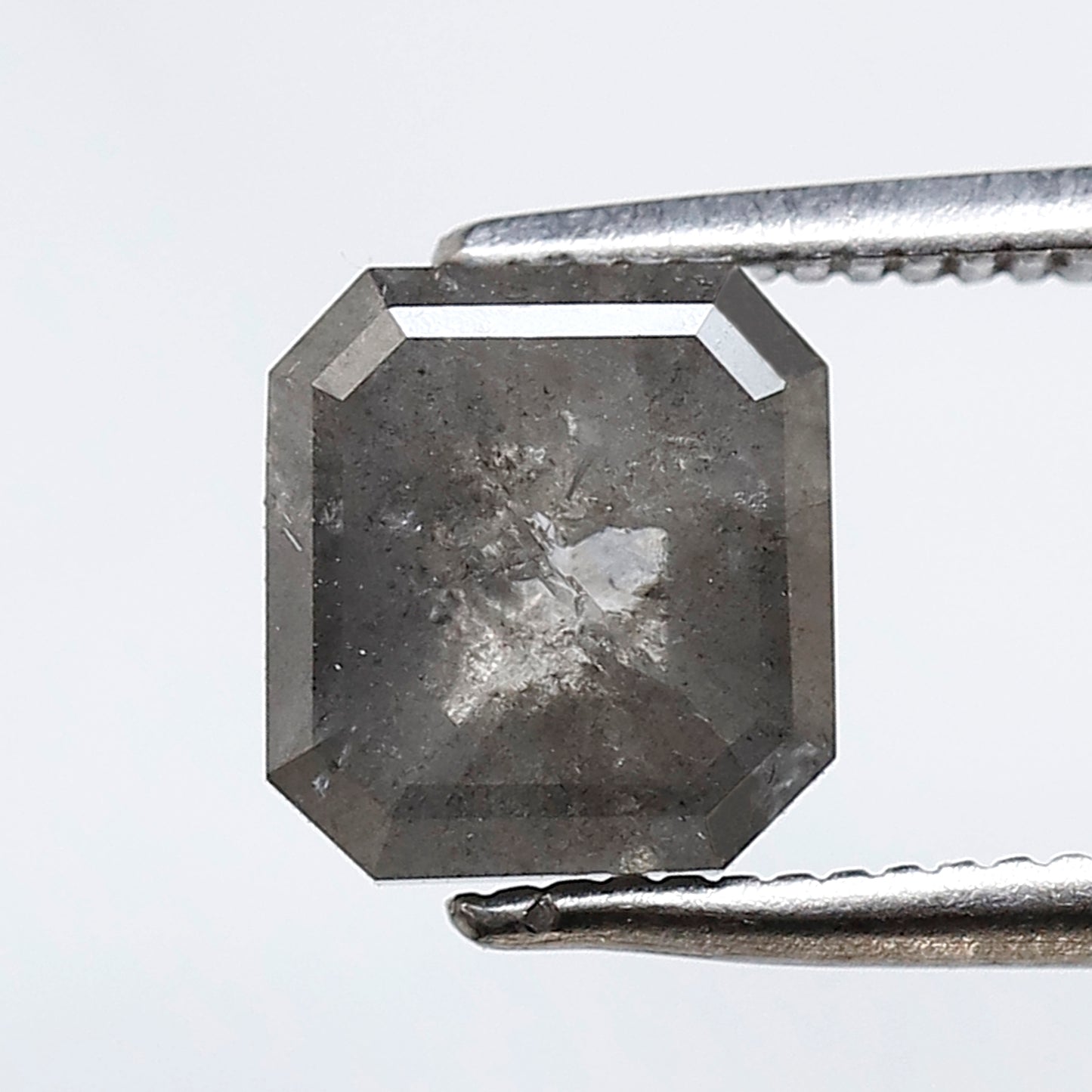 2.24 Ct 7 MM Emerald Shape Salt and Pepper Diamond Loose Natural Grey Black Color Diamond