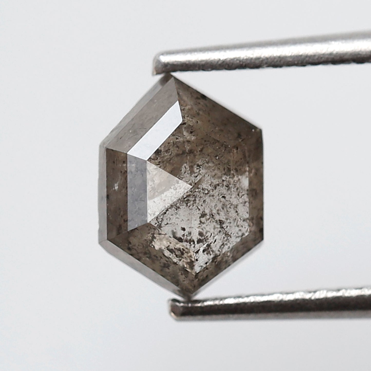 1.24 CT Natural Gray Black Hexagon Shape Loose Diamond, 7.80 x 5.80 mm Ethical Salt and Pepper Diamond For Wedding Band