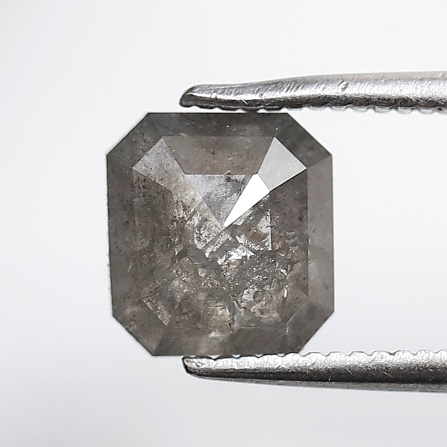 2.24 Ct 7 MM Emerald Shape Salt and Pepper Diamond Loose Natural Grey Black Color Diamond