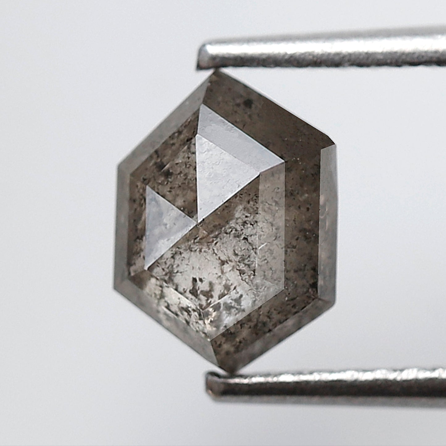 1.24 CT Natural Gray Black Hexagon Shape Loose Diamond, 7.80 x 5.80 mm Ethical Salt and Pepper Diamond For Wedding Band