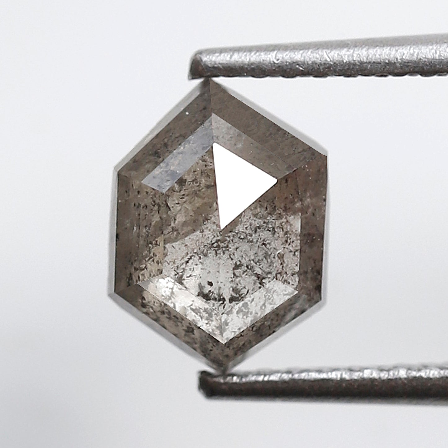 1.24 CT Natural Gray Black Hexagon Shape Loose Diamond, 7.80 x 5.80 mm Ethical Salt and Pepper Diamond For Wedding Band