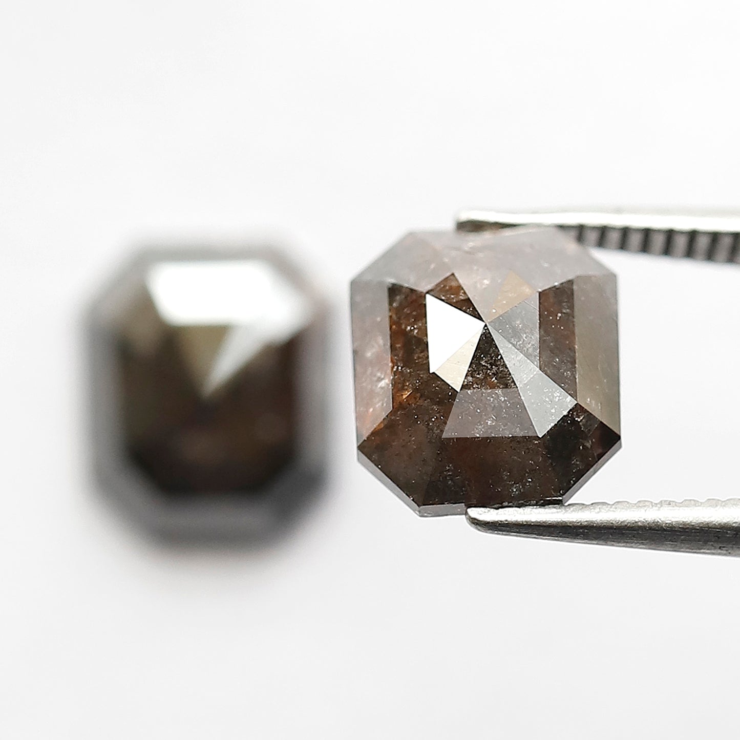 3.90 Ct Matching Pair Emerald Shape Diamonds | Natural Reddish Rustic Loose Diamonds for Earrings