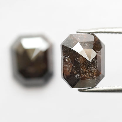 3.90 Ct Matching Pair Emerald Shape Diamonds | Natural Reddish Rustic Loose Diamonds for Earrings