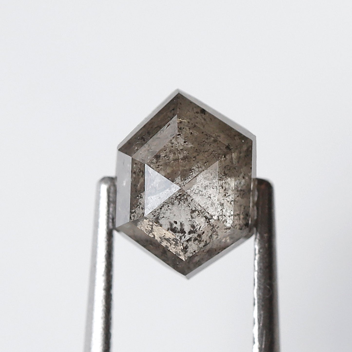 1.24 CT Natural Gray Black Hexagon Shape Loose Diamond, 7.80 x 5.80 mm Ethical Salt and Pepper Diamond For Wedding Band