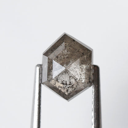 1.24 CT Natural Gray Black Hexagon Shape Loose Diamond, 7.80 x 5.80 mm Ethical Salt and Pepper Diamond For Wedding Band