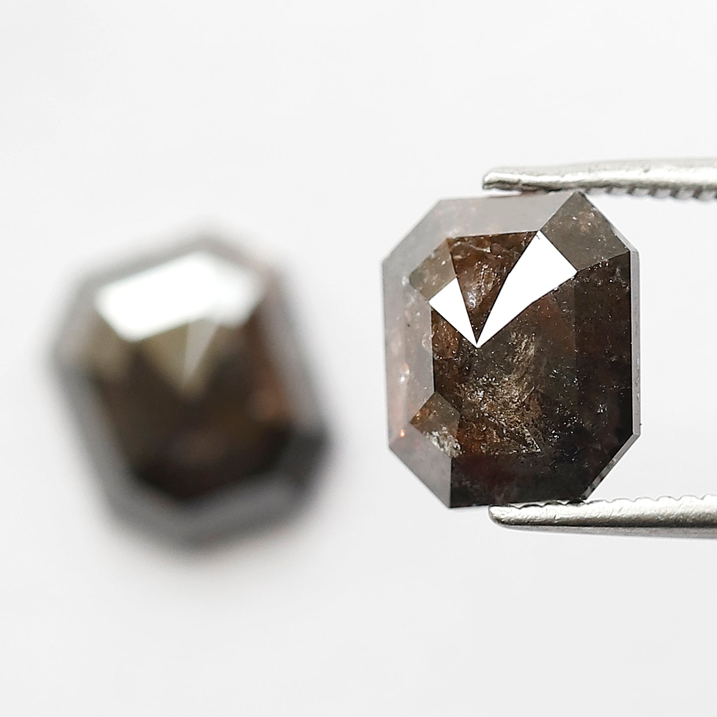 3.90 Ct Matching Pair Emerald Shape Diamonds | Natural Reddish Rustic Loose Diamonds for Earrings