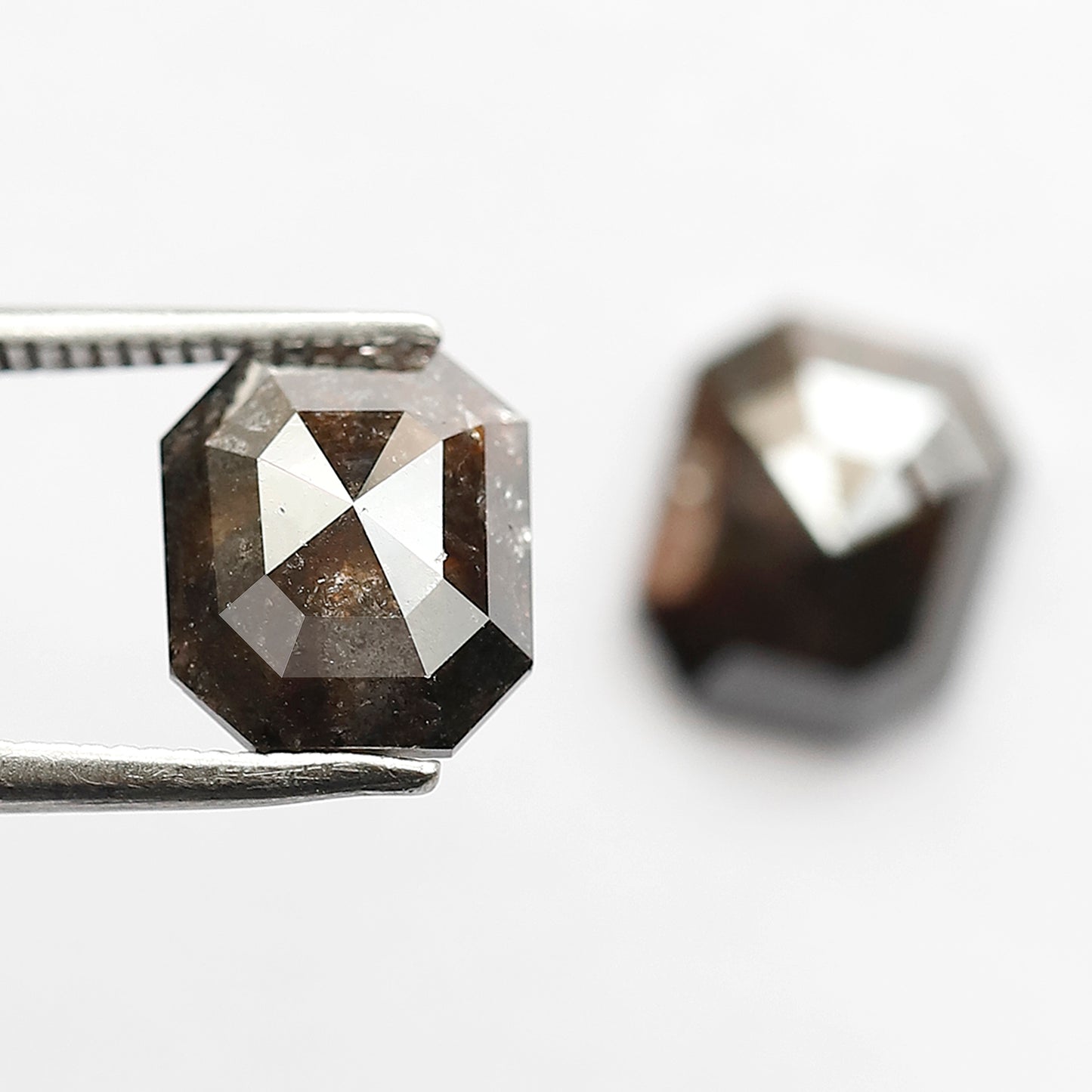 3.90 Ct Matching Pair Emerald Shape Diamonds | Natural Reddish Rustic Loose Diamonds for Earrings