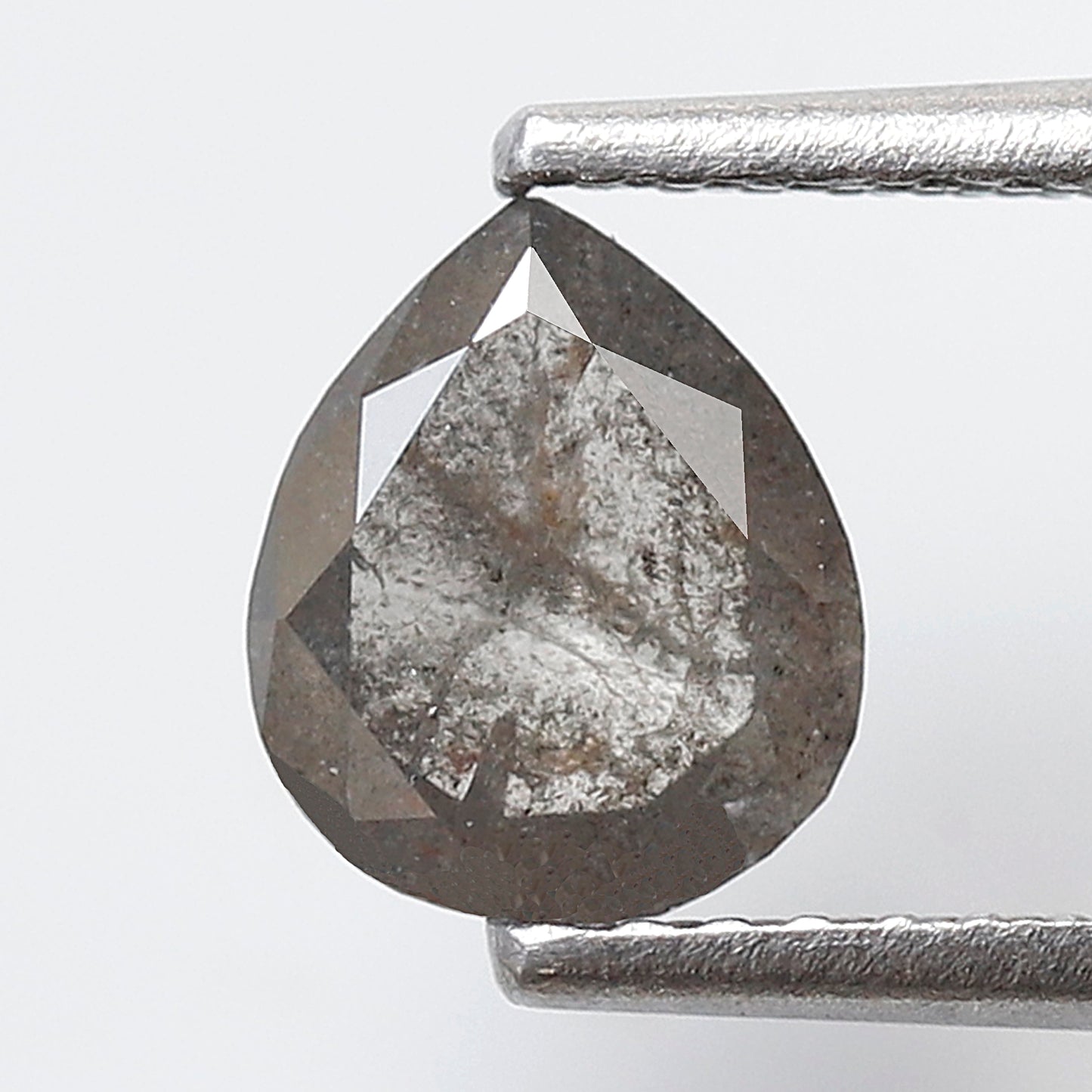 Natural Pear Shape 0.96 Ct Earth Mined Diamond, 6.90 mm Gray Black Salt and Pepper Diamond For Bridal Jewelry