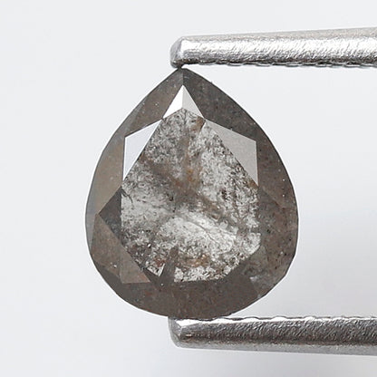 Natural Pear Shape 0.96 Ct Earth Mined Diamond, 6.90 mm Gray Black Salt and Pepper Diamond For Bridal Jewelry