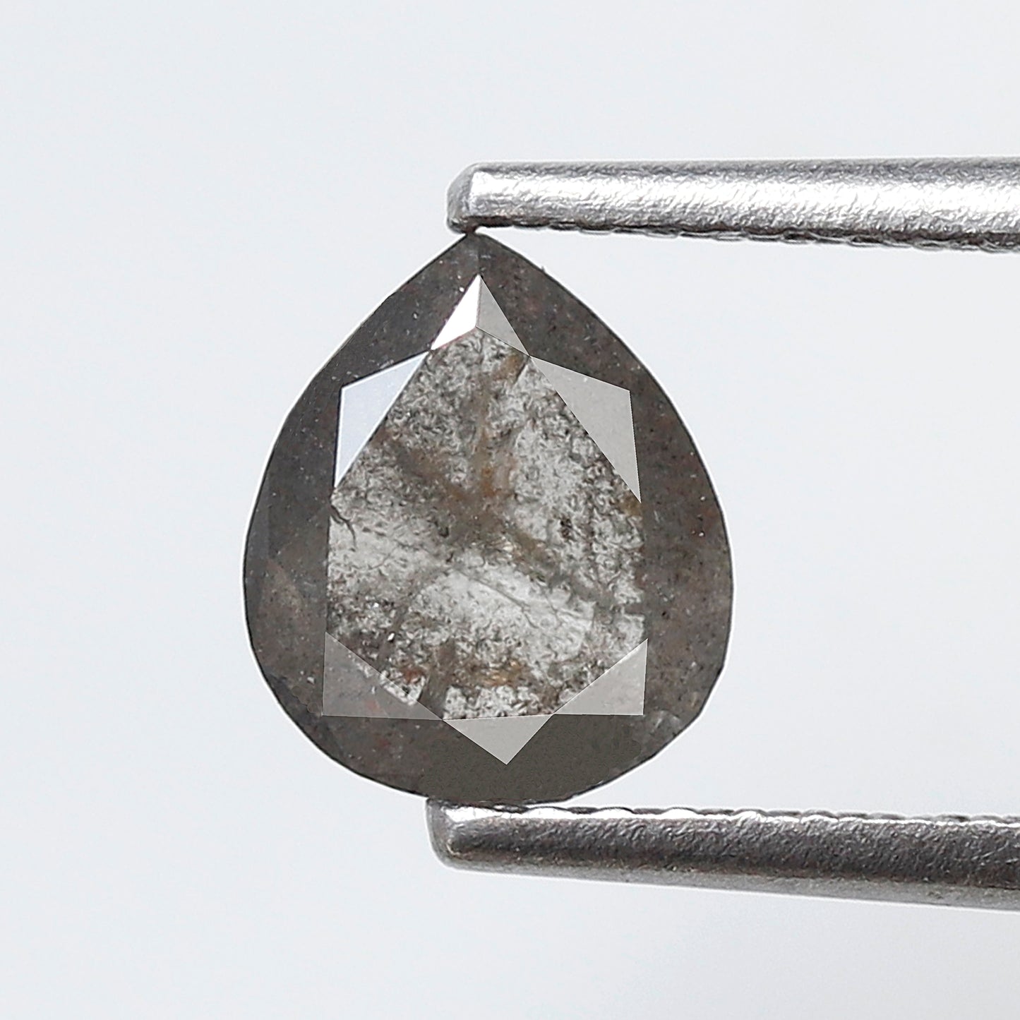 Natural Pear Shape 0.96 Ct Earth Mined Diamond, 6.90 mm Gray Black Salt and Pepper Diamond For Bridal Jewelry