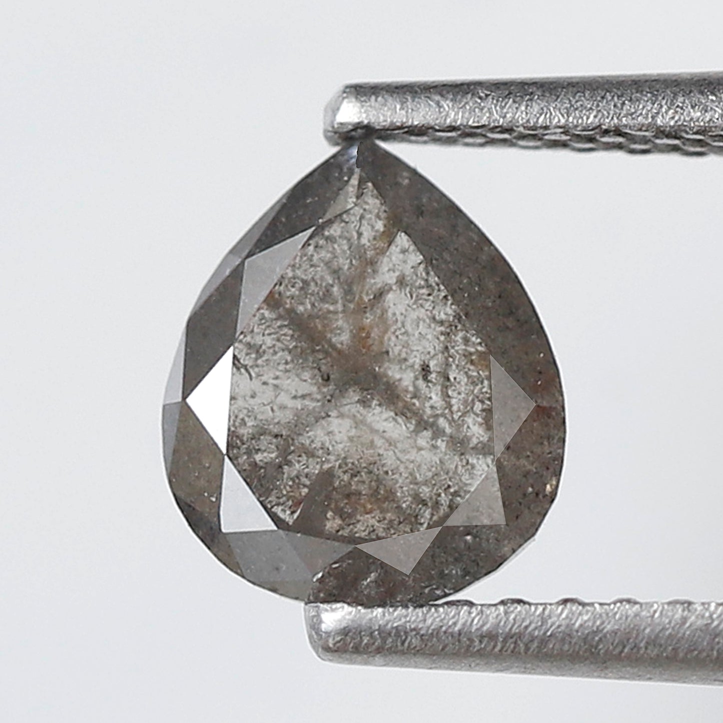 Natural Pear Shape 0.96 Ct Earth Mined Diamond, 6.90 mm Gray Black Salt and Pepper Diamond For Bridal Jewelry