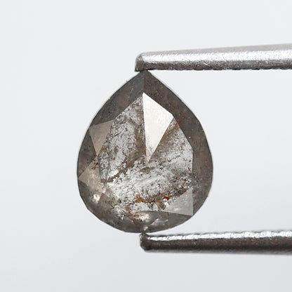 Natural Pear Shape 0.96 Ct Earth Mined Diamond, 6.90 mm Gray Black Salt and Pepper Diamond For Bridal Jewelry