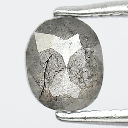 0.65 CT 5.9 x 4.9 x 2 MM Oval Shape Natural Grey Black Color Loose Natural Salt and Pepper Diamond For Custom Made Wedding Ring