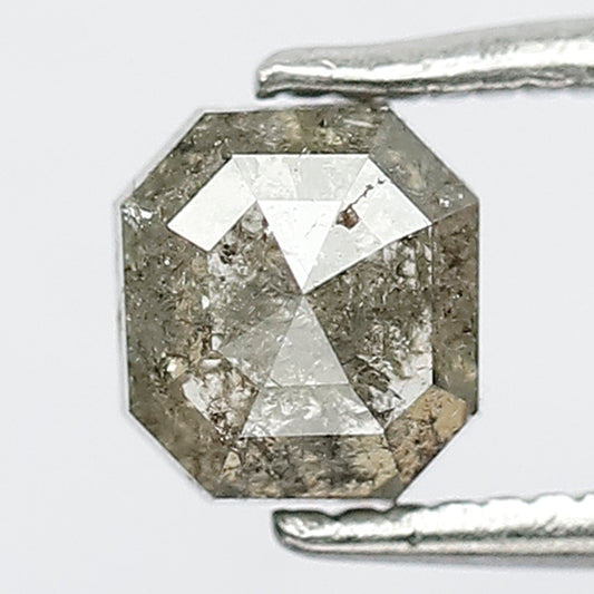 0.85 CT Grey Black Color 5.4 x 4.9 x 3.1 MM Radiant Shape Loose Natural Conflict Free Salt and Pepper Diamond
