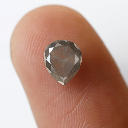 Natural Pear Shape 0.96 Ct Earth Mined Diamond, 6.90 mm Gray Black Salt and Pepper Diamond For Bridal Jewelry