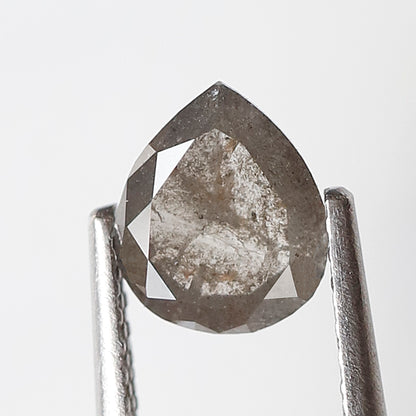 Natural Pear Shape 0.96 Ct Earth Mined Diamond, 6.90 mm Gray Black Salt and Pepper Diamond For Bridal Jewelry
