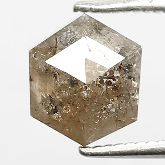 Natural 1.91 CT Hexagon Shape Loose Diamond Natural Brownish Gray color Rustic Diamond For Pendant