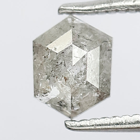 0.60 CT Hexagon Shape Natural Grey Black Color 6.4 x 4.9 x 2.4 MM Loose Natural Salt and Pepper Diamond Made For Proposal Ring