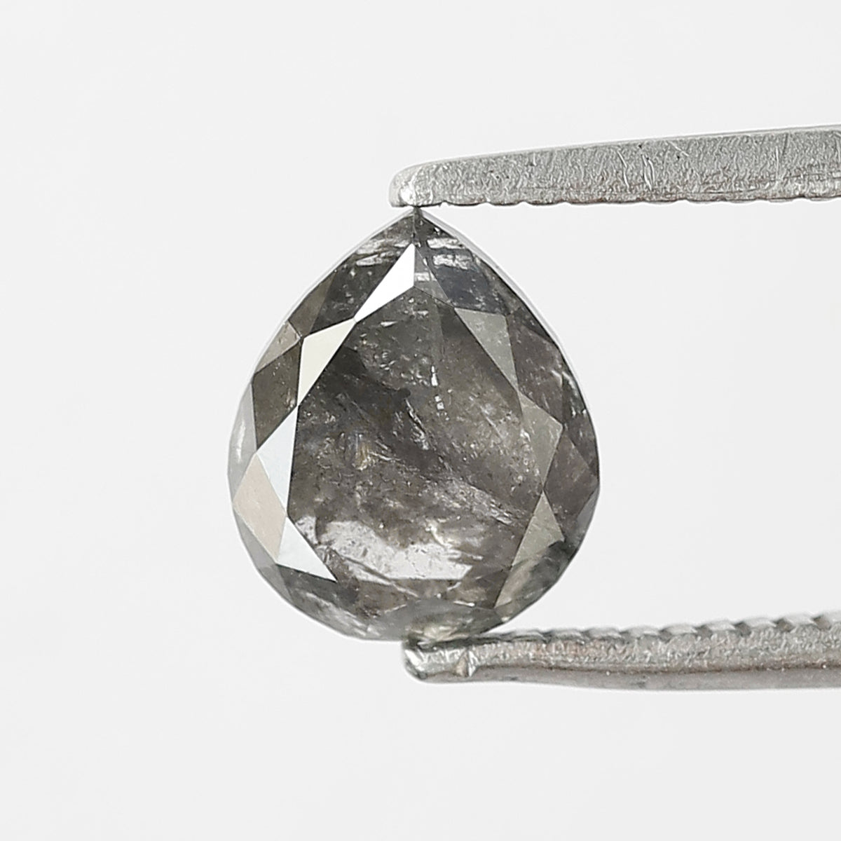 1.37 CT Pear Shape Salt and Pepper Diamond 7 MM Grey and Black Color Loose Natural Diamond For Engagement Ring