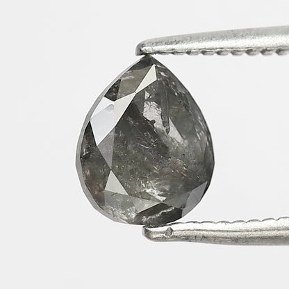 1.37 CT Pear Shape Salt and Pepper Diamond 7 MM Grey and Black Color Loose Natural Diamond For Engagement Ring