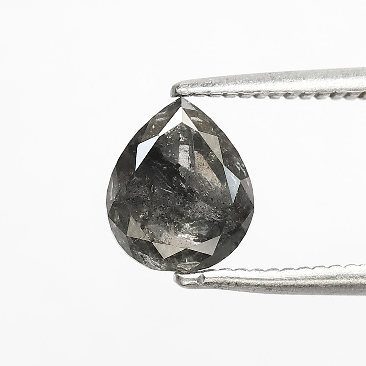 1.37 CT Pear Shape Salt and Pepper Diamond 7 MM Grey and Black Color Loose Natural Diamond For Engagement Ring