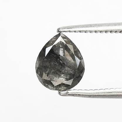 1.37 CT Pear Shape Salt and Pepper Diamond 7 MM Grey and Black Color Loose Natural Diamond For Engagement Ring
