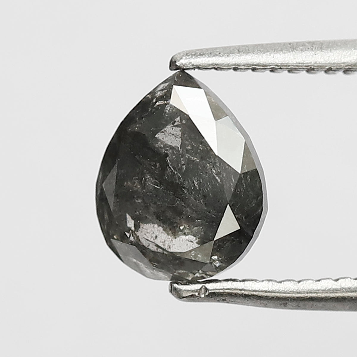 1.37 CT Pear Shape Salt and Pepper Diamond 7 MM Grey and Black Color Loose Natural Diamond For Engagement Ring