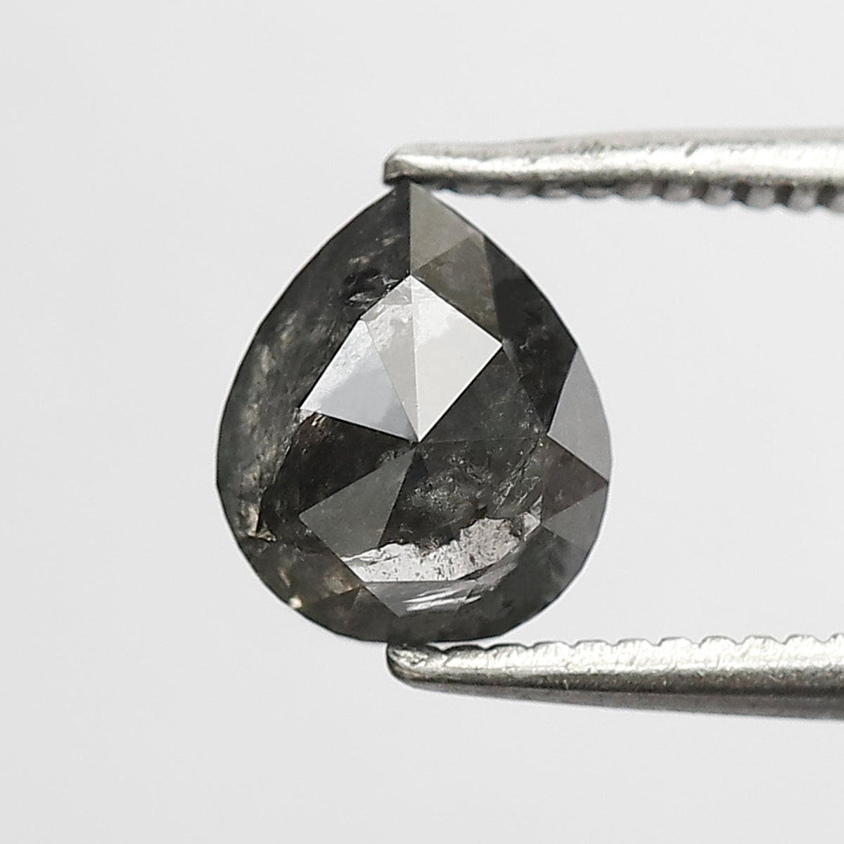 1.37 CT Pear Shape Salt and Pepper Diamond 7 MM Grey and Black Color Loose Natural Diamond For Engagement Ring