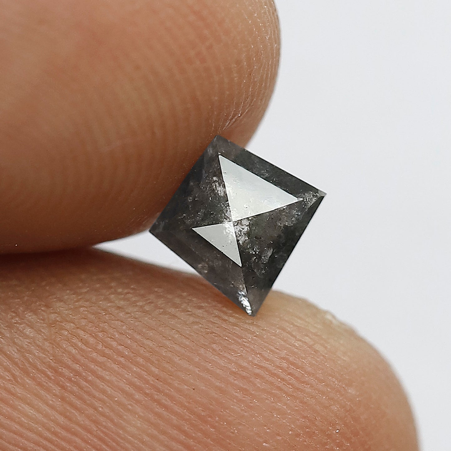 0.73 CT Kite Shape Natural Grey Black Color 7 x 6.8 x 2.6 MM Loose Natural Conflict Free Salt and Pepper Diamond Customized Wedding Ring