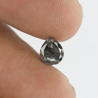 1.37 CT Pear Shape Salt and Pepper Diamond 7 MM Grey and Black Color Loose Natural Diamond For Engagement Ring