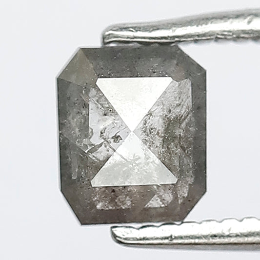 5.7 x 4.8 x 2.2 MM Perfect Emerald Shape Natural Grey Black Color 0.63 CT Loose Natural Ethically Sourced Salt and Pepper Diamond
