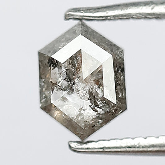 0.81 CT Hexagon Shape Loose Natural Grey Black Color 6.4 X 4.7 X 3 MM Conflict Free Salt and Pepper Diamond Ideal For Wedding Ring