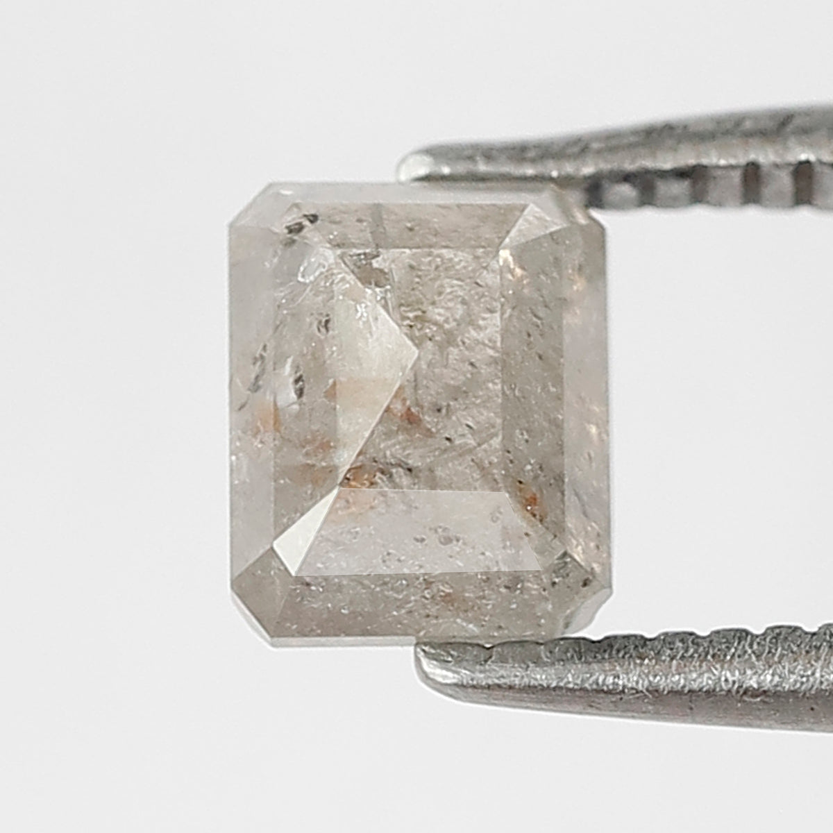 0.88 CT Emerald Shape Salt and Pepper 5.50 MM Grey Color Loose Natural Diamond For Wedding Ring