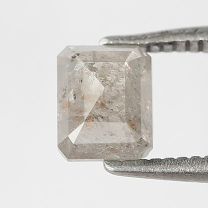 0.88 CT Emerald Shape Salt and Pepper 5.50 MM Grey Color Loose Natural Diamond For Wedding Ring
