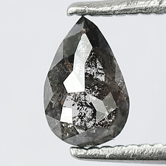 0.50 CT Loose Natural 6.4 x 4.2 x 2.4 MM Pear Shape Grey Black Color Conflict Free Salt and Pepper Diamond For Wedding Ring