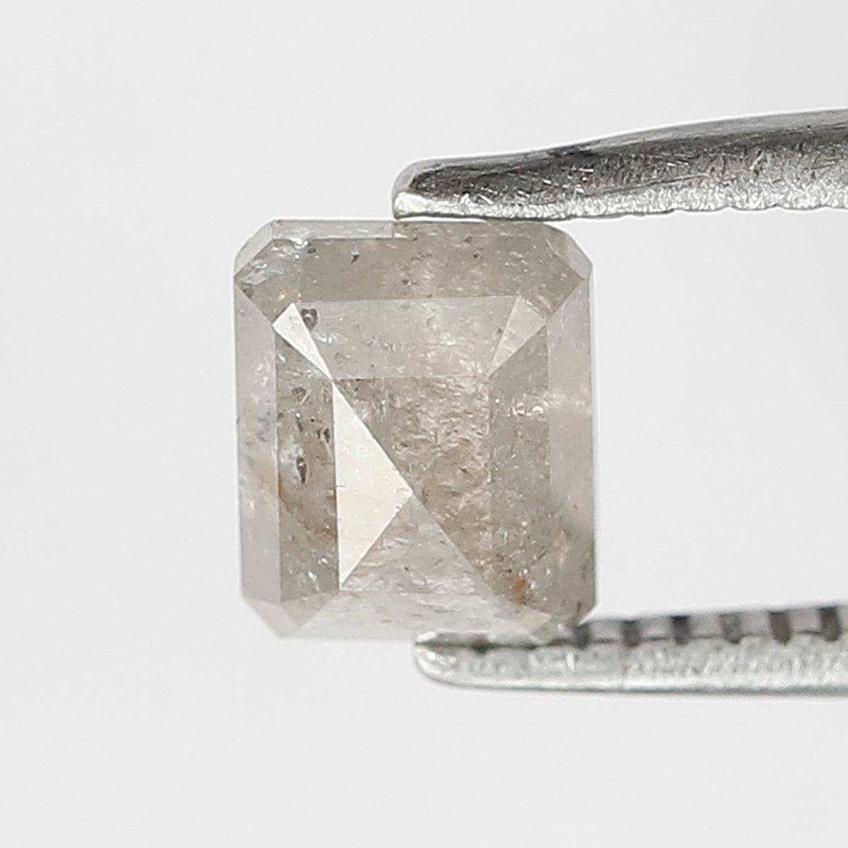 0.88 CT Emerald Shape Salt and Pepper 5.50 MM Grey Color Loose Natural Diamond For Wedding Ring