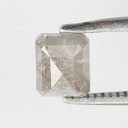 0.88 CT Emerald Shape Salt and Pepper 5.50 MM Grey Color Loose Natural Diamond For Wedding Ring