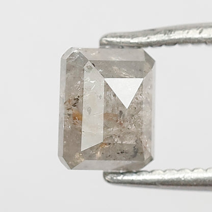 0.88 CT Emerald Shape Salt and Pepper 5.50 MM Grey Color Loose Natural Diamond For Wedding Ring