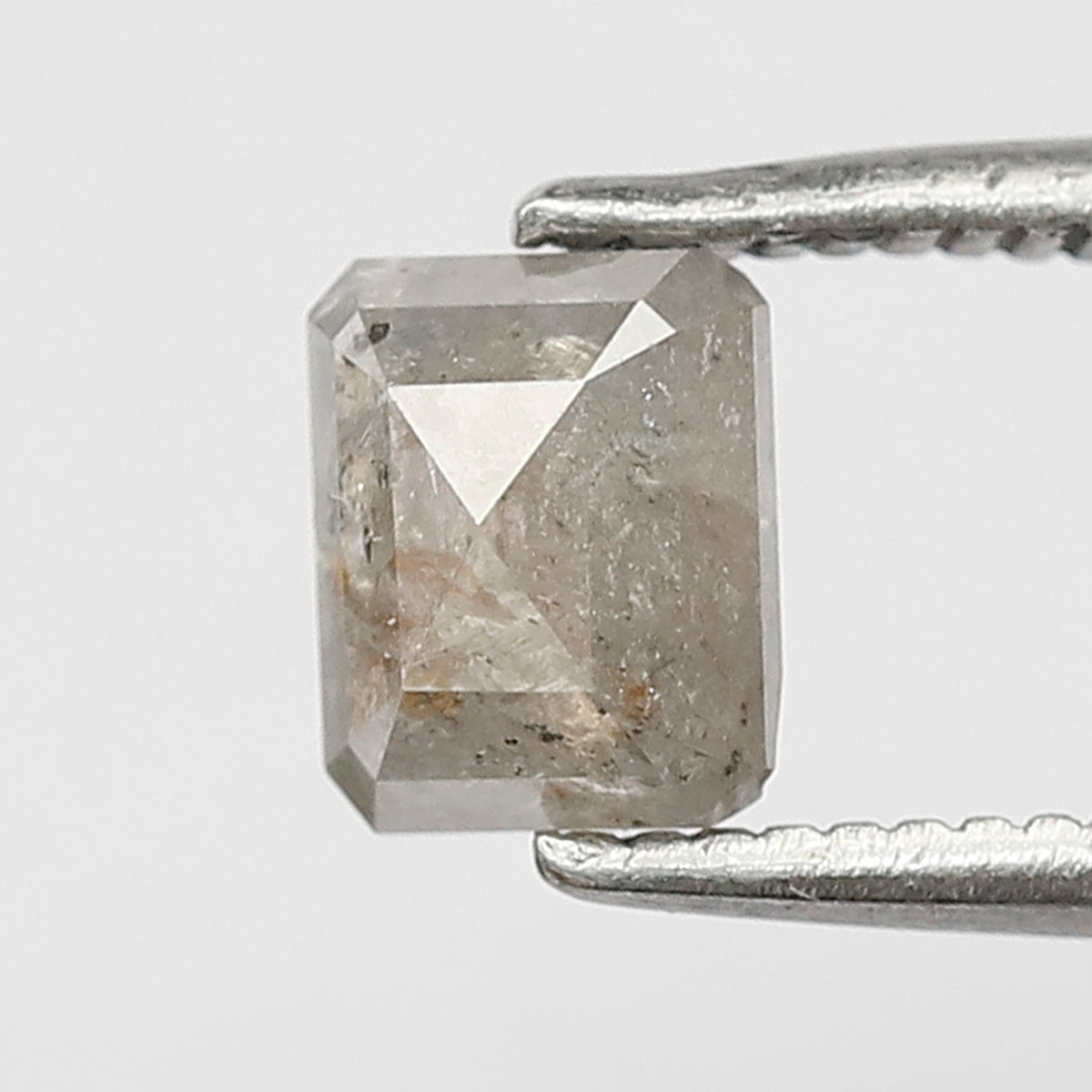 0.88 CT Emerald Shape Salt and Pepper 5.50 MM Grey Color Loose Natural Diamond For Wedding Ring