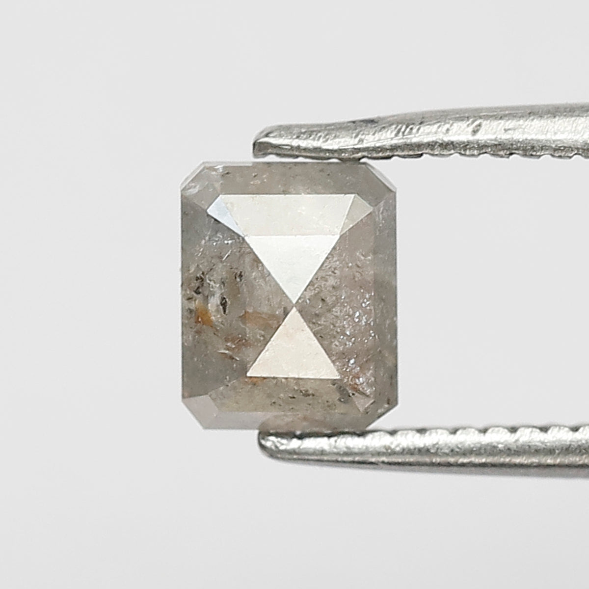 0.88 CT Emerald Shape Salt and Pepper 5.50 MM Grey Color Loose Natural Diamond For Wedding Ring