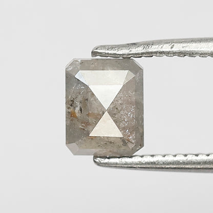 0.88 CT Emerald Shape Salt and Pepper 5.50 MM Grey Color Loose Natural Diamond For Wedding Ring